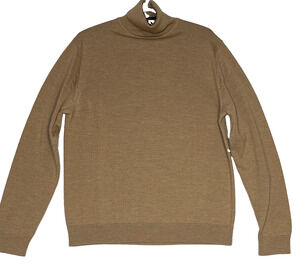 Banana Republic Sweater Mens Large Camel 100% Italian Merino Wool Turtleneck
